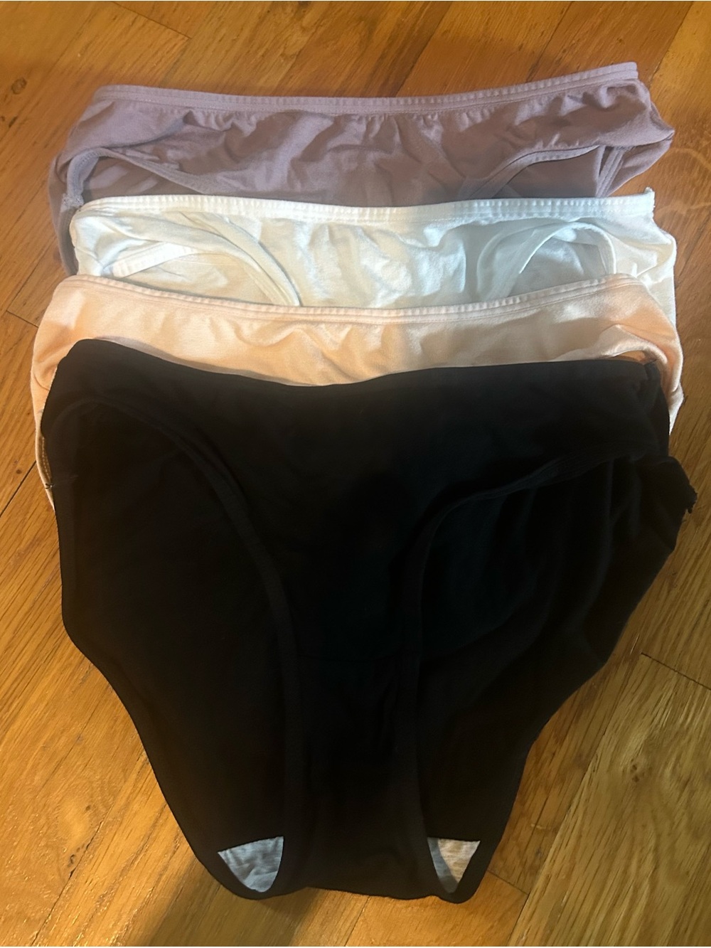 Girls 4-Pack Cotton Blend Briefs — Black, White, Light Purple